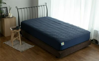 Recovery Sleep 血行促進・疲労回復寝具敷き　パッド 敷きパッドダブル（140×205cm）　+枕パッド（43ｘ63㎝）セット 一般医療機器　ネイビー